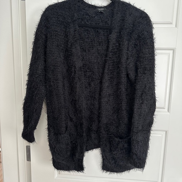 *3/$25* Forever 21 Black Fuzzy Cardigan Sweater - Picture 1 of 4